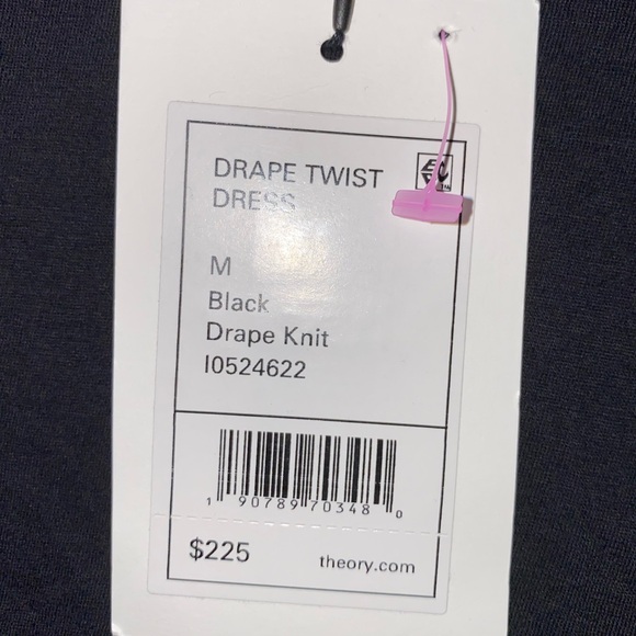 Theory Drape Twist Bodycon Dress Pima Cotton Black Women's - Medium - Picture 3 of 5
